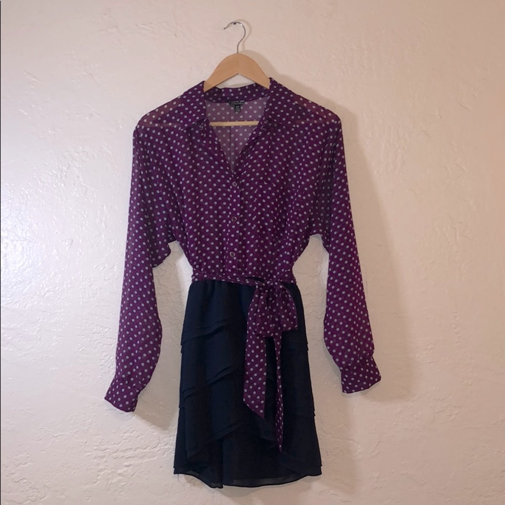 I Love H81 Purple & Navy Polka Dot Dress